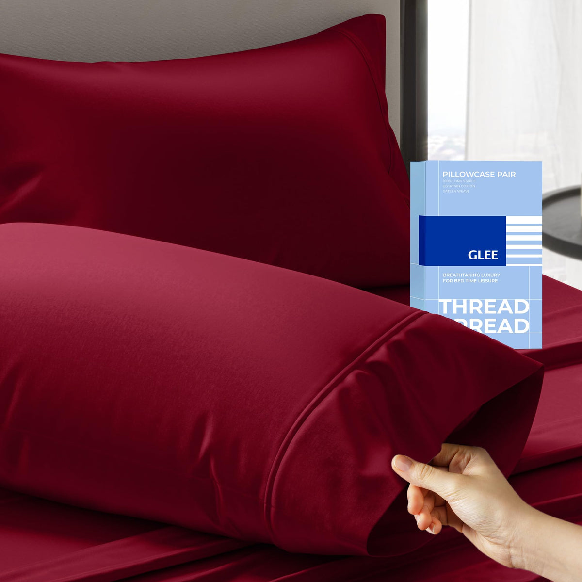 THREAD SPREAD 100% Cotton Pillow Cases Queen Size Set of 2 - Luxury 400 Thread Count Queen Pillow Cases (White), Soft Cooling Breathable Hotel Cotton Pillowcases, Fits Standard Pillows