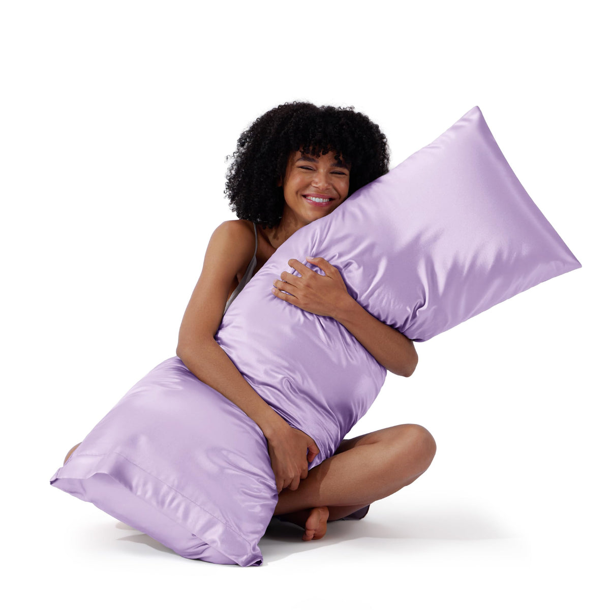 Bedsure Satin Pillowcases Queen Set of 2, Similar to Silk Pillow Cases Grey