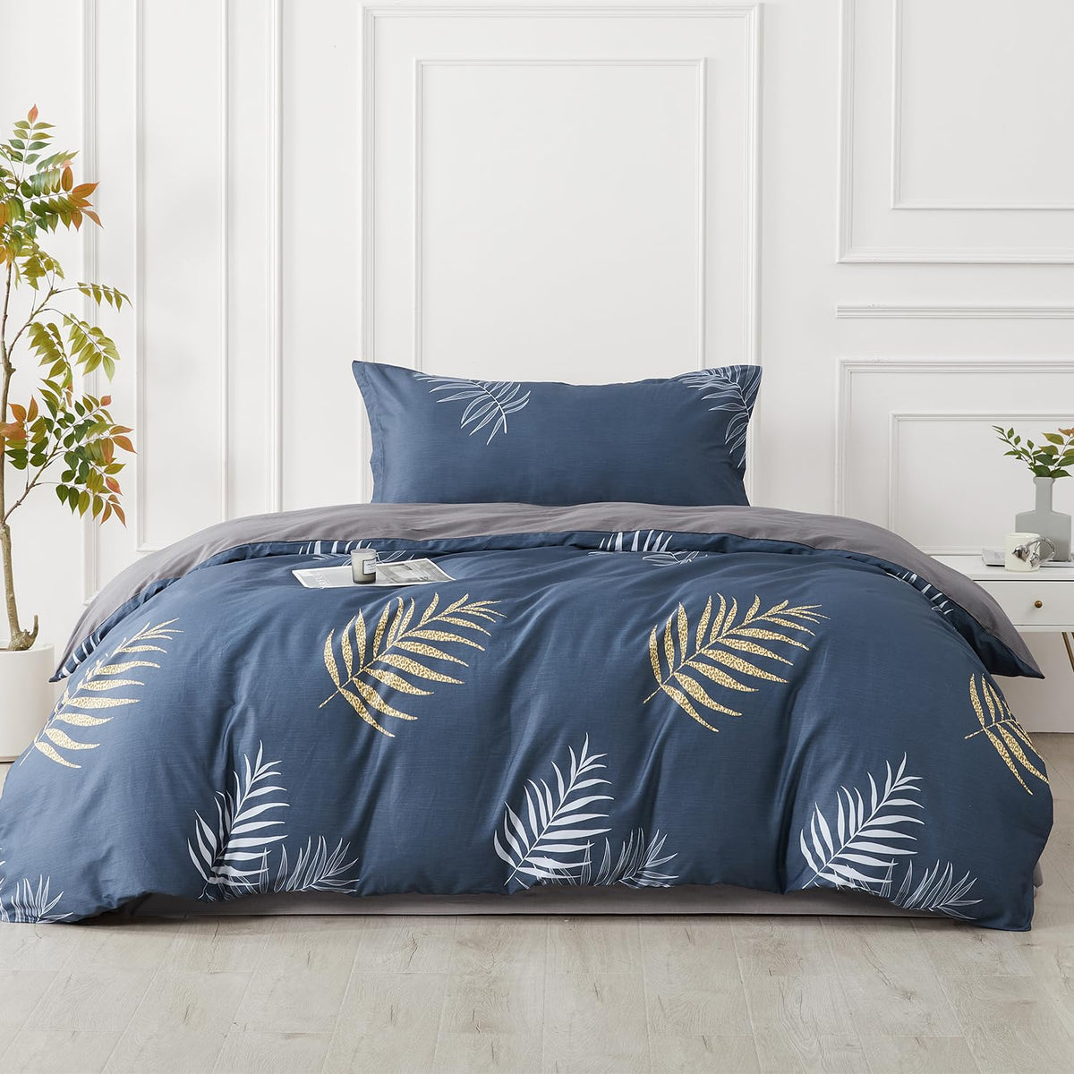 Duvet Cover Set King Size 100% Organic Cotton Pirate Black, SAPHREAS 3 Pcs Soft Bedding Comforter Cover with Zipper Closure & Corner Ties, Comforter Not Included
