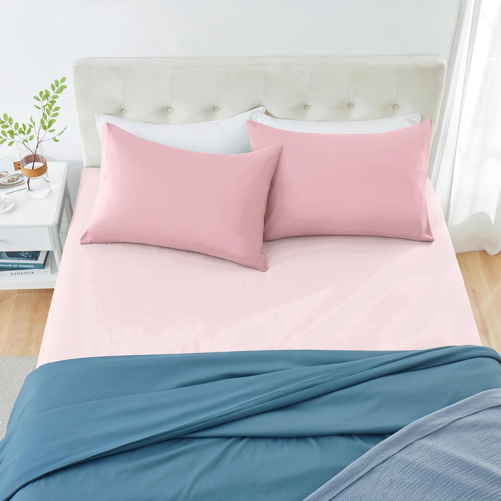 MILVOWOC Brushed Microfiber Pillowcases, Dusty Pink, 20x26 Inch