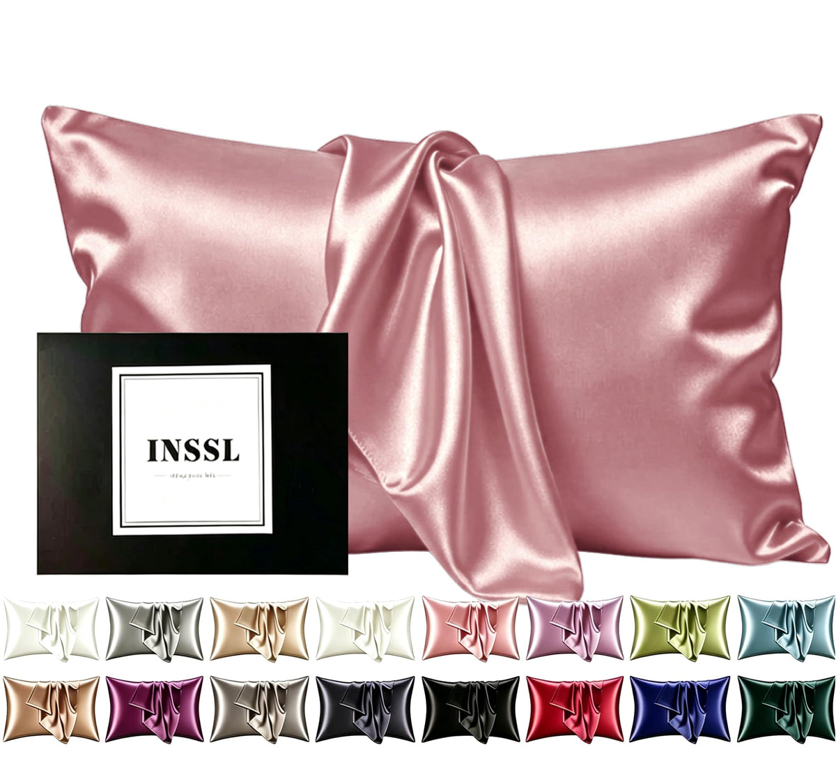 INSSL Silk Pillowcase for Women, Mulberry Silk Pillowcase for Hair and Skin and Stay Comfortable and Breathable During Sleep (Standard, Coral)