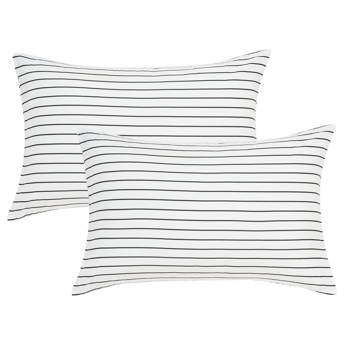 JELLYMONI Cotton Classic Striped Pillowcases Set of 2, Green, Queen