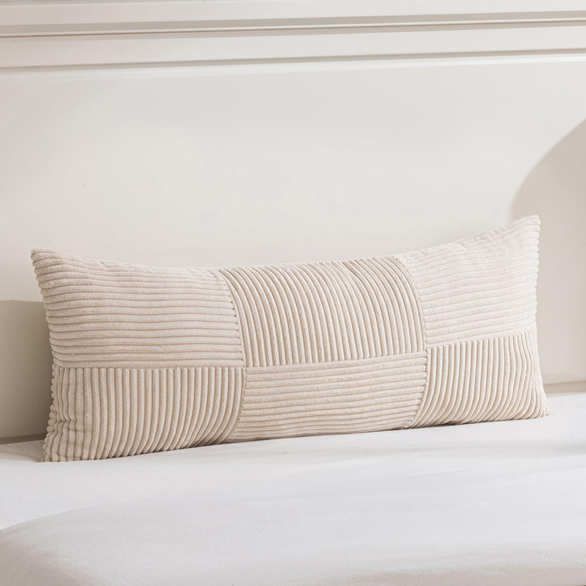 Fancy Homi Blush Pink Lumbar Decorative Throw Pillow Covers 12x20 Inch for Living Room Couch Bed, Rustic Farmhouse Boho Home Decor, Soft Striped Corduroy Rectangle Accent Cushion Case 30x50 cm