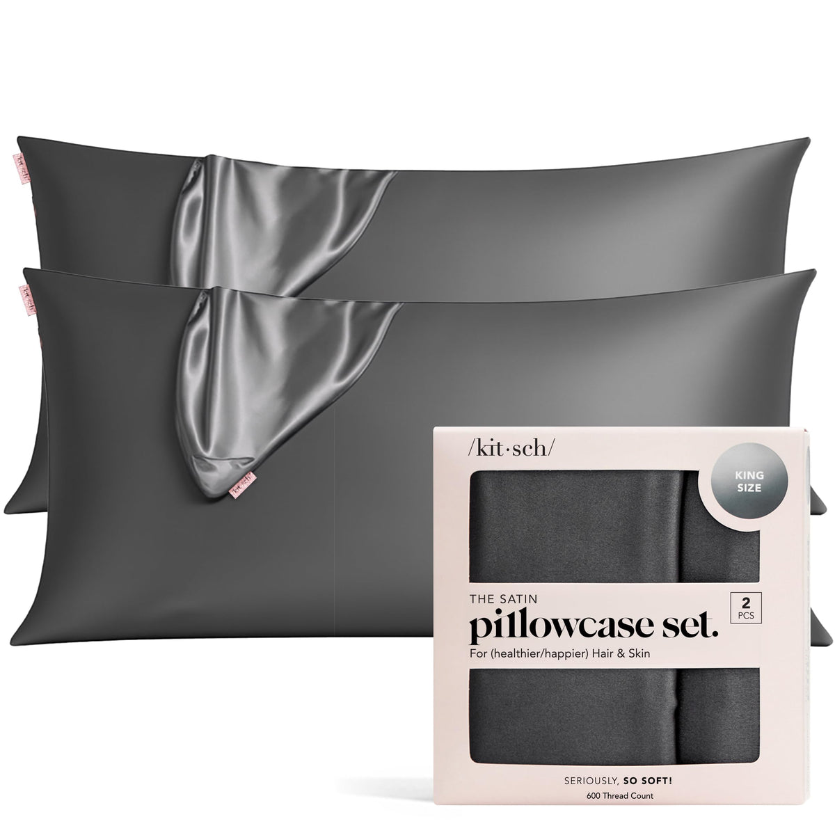 Kitsch Satin Pillowcase with Zipper - Standard Size, Ivory