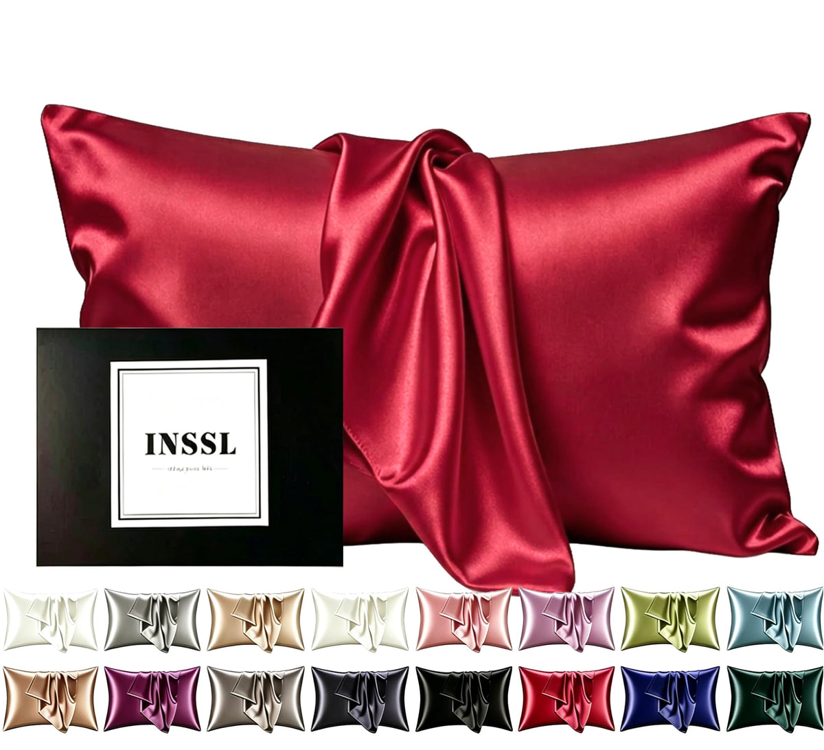 INSSL Silk Pillowcase for Women, Mulberry Silk Pillowcase for Hair and Skin and Stay Comfortable and Breathable During Sleep (Standard, Coral)