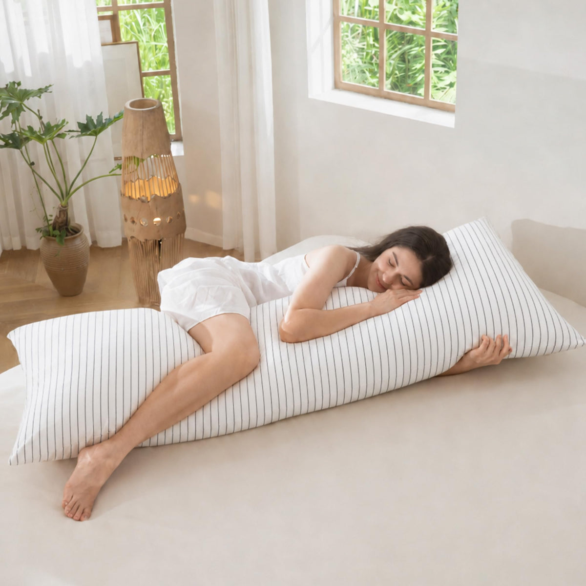 MOOMEE Pillowcase Set of 2 100% Washed Cotton Linen-Like Standard