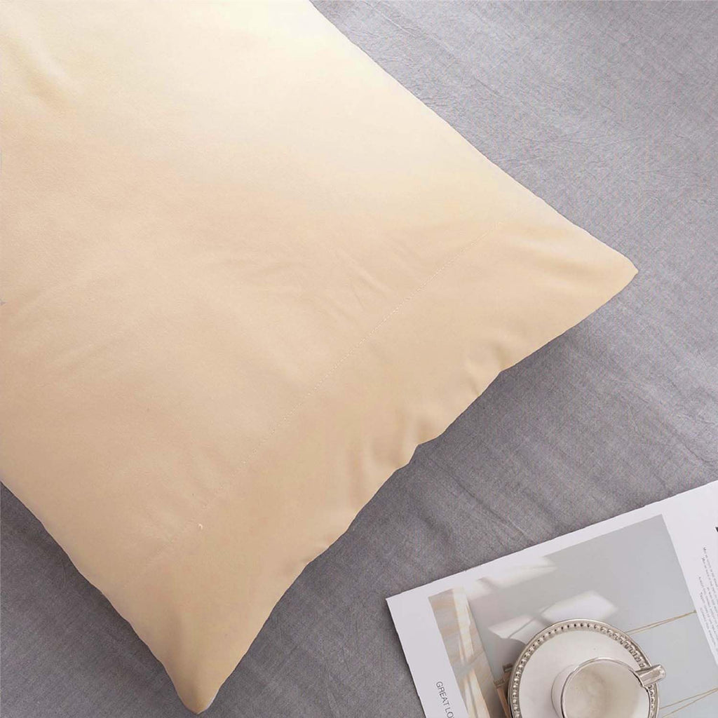 Microfiber Queen Bed Pillowcases 2 Pack, Super Soft Bed Pillow Covers Envelope Closure, Wrinkle, Fade and Stain Resistant, 20x30, Light Beige