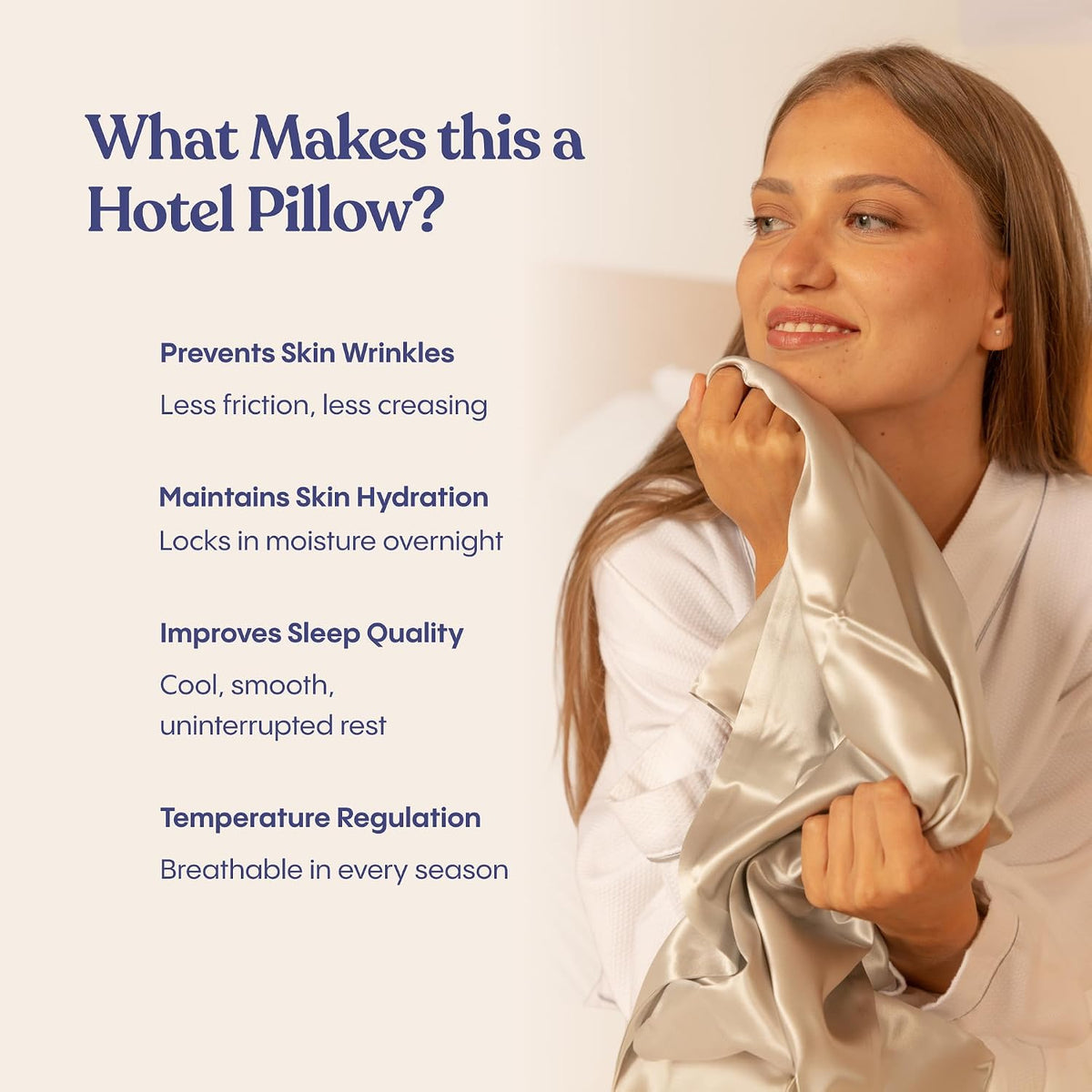 FluffCo 100% Pure Mulberry Silk Pillowcase - Queen 20 x 30 in, Silver