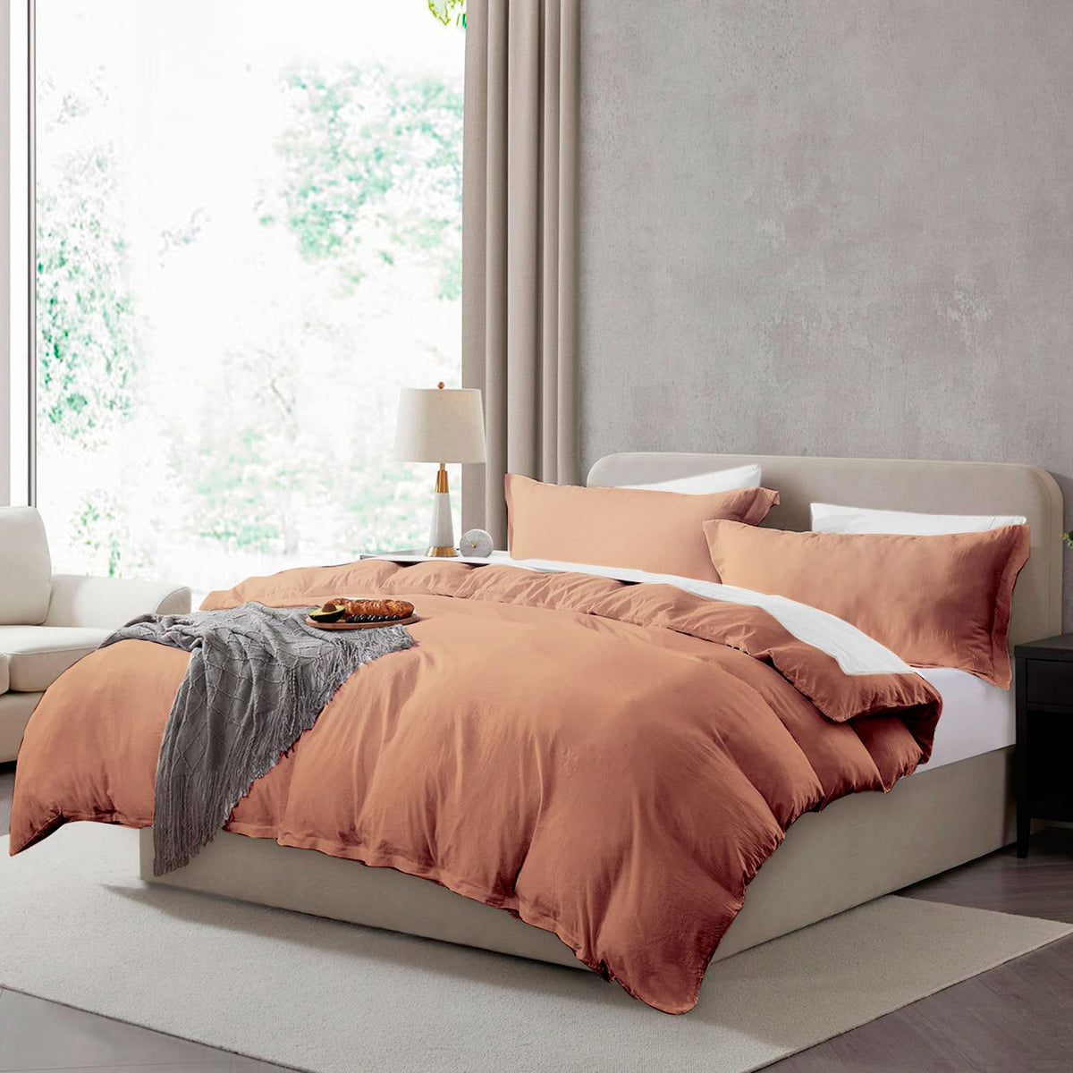 Hearth & Harbor Prewashed King Duvet Cover Set, Chocolate Brown
