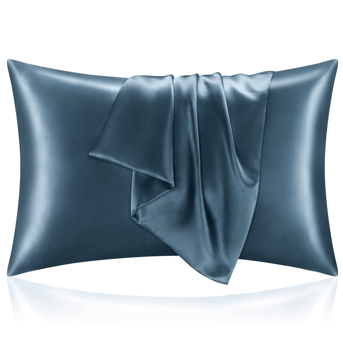 BEDELITE Satin Pillowcases, Queen Size 20x30 Inch, Dark Grey, Set of 2