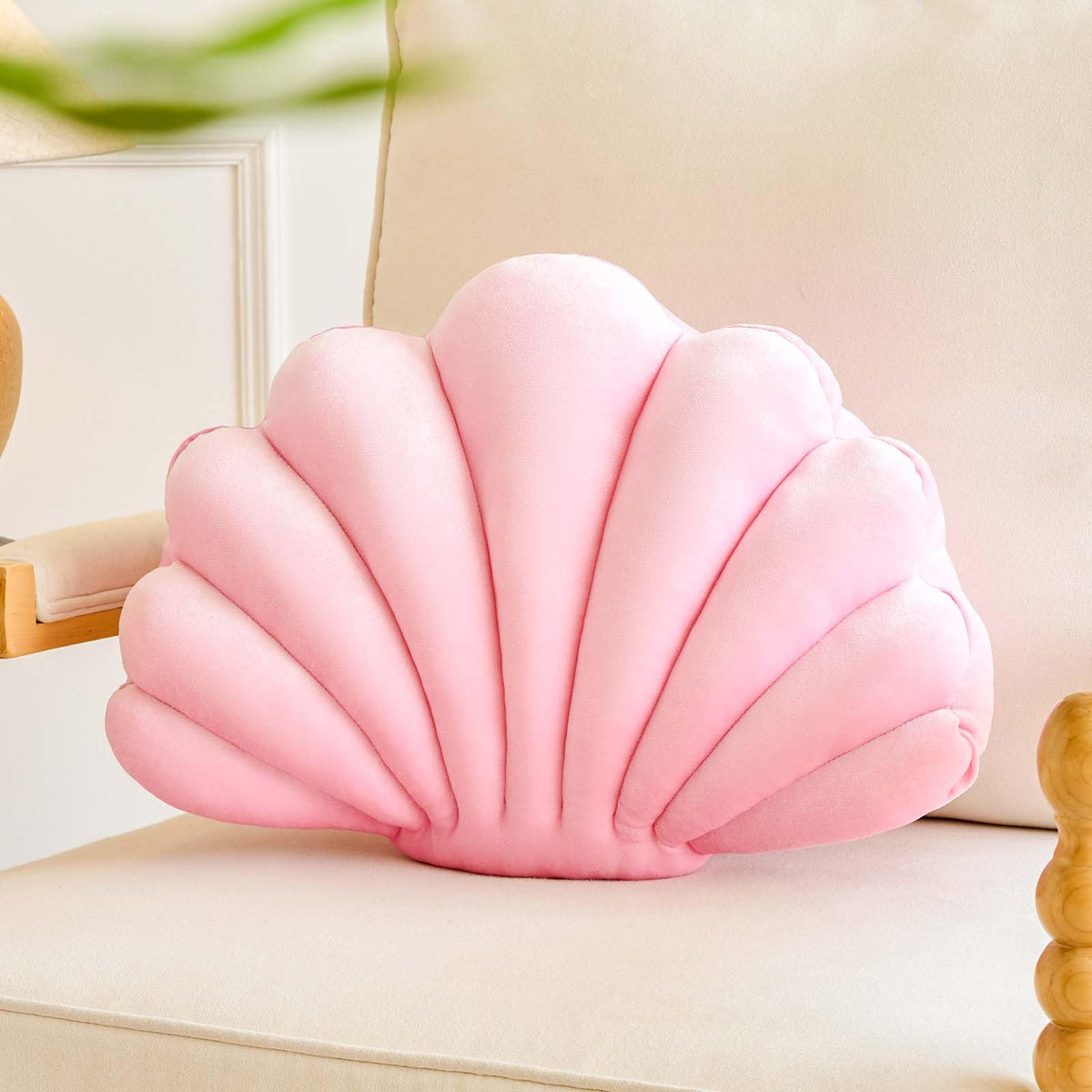 Lfsaaj Dusty Blue Seashell Throw Pillows, Shell Shaped Throw Pillows, 13 Inch Soft Home Decorative Pillow Plush Cushion for Bed Couch Living Sofa Room Decor Accent Throw Pillow