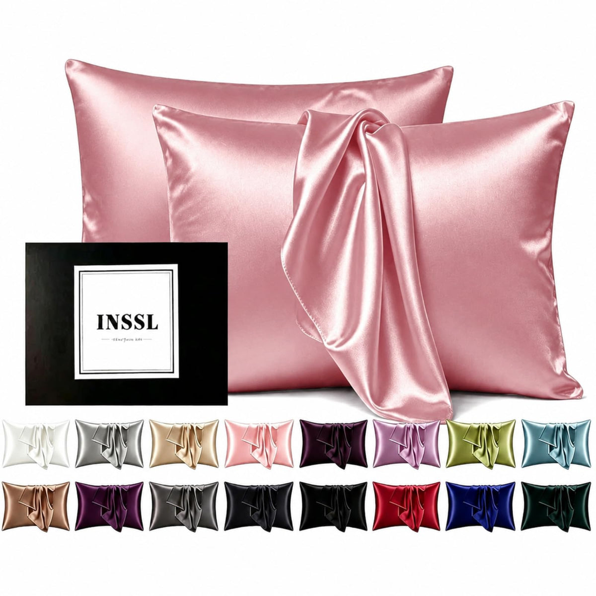 INSSL Silk Pillowcase for Women, Mulberry Silk Pillowcase for Hair and Skin and Stay Comfortable and Breathable During Sleep (Standard, Coral)