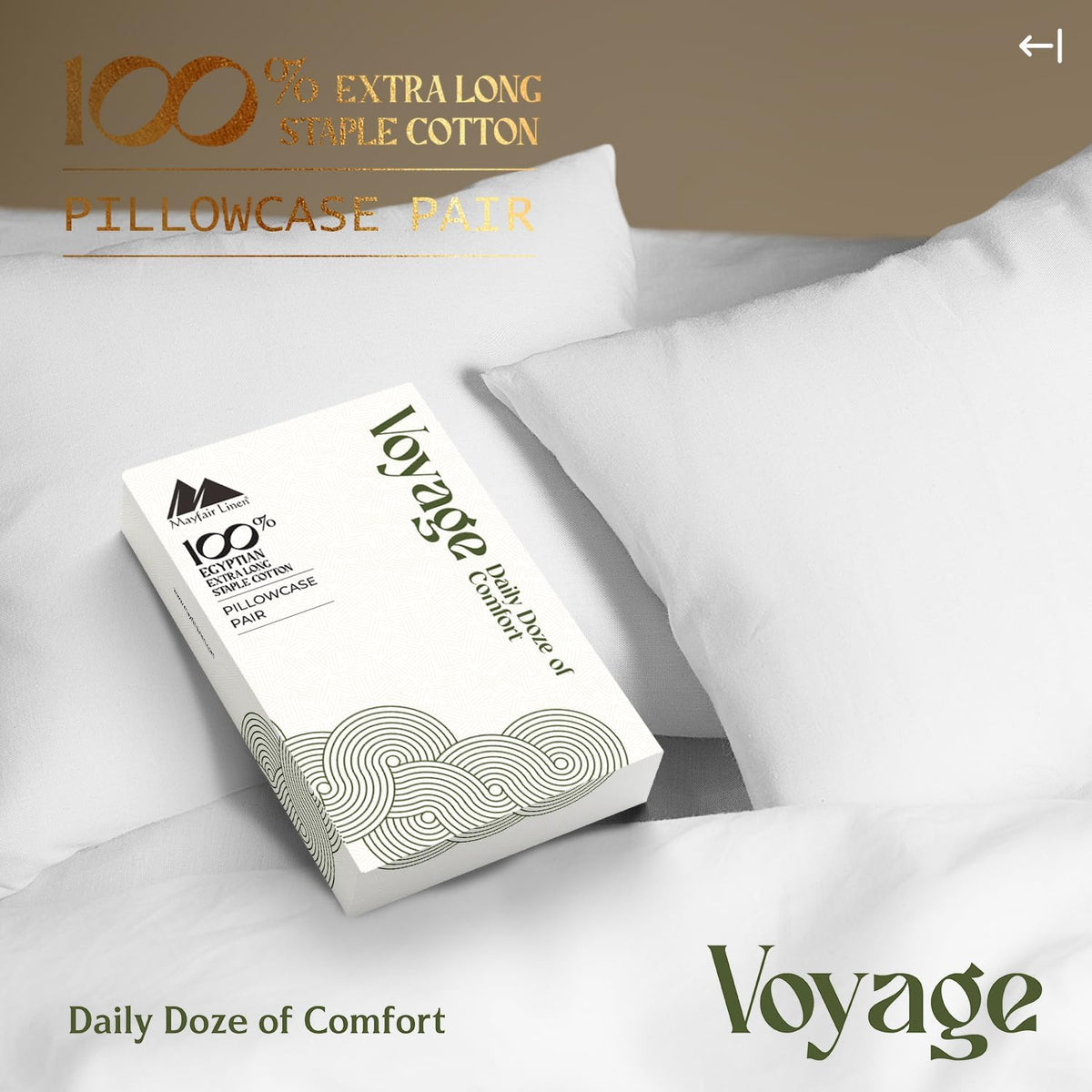 Mayfair Linen Pillow Cases Queen Size - Luxury 600 Series Egyptian Cotton Pillow Cases Queen Size Set of 2 (White), Soft, Cooling & Breathable Sateen Weave Hotel Pillowcovers - Voyage Collection