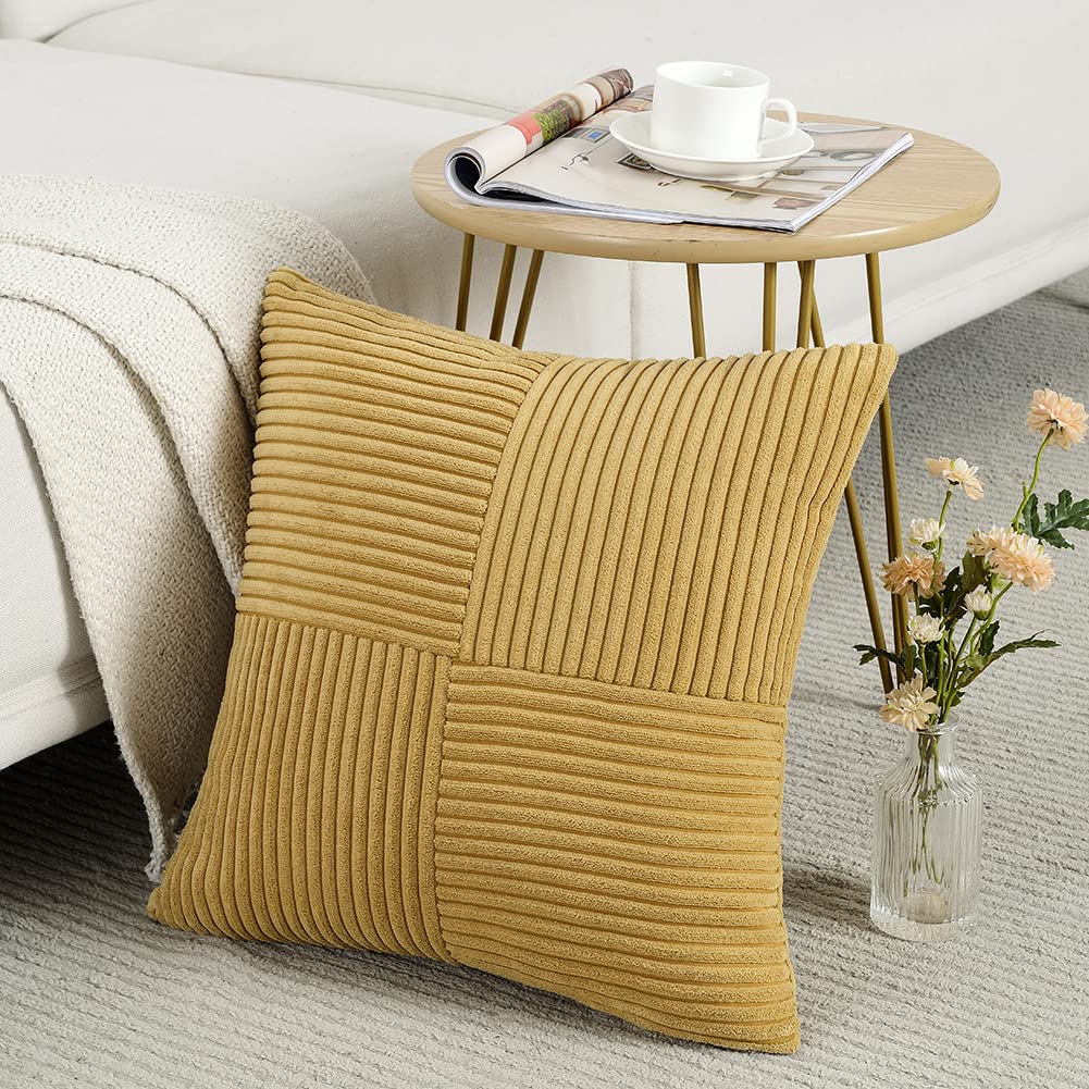 Fancy Homi Blush Pink Lumbar Decorative Throw Pillow Covers 12x20 Inch for Living Room Couch Bed, Rustic Farmhouse Boho Home Decor, Soft Striped Corduroy Rectangle Accent Cushion Case 30x50 cm