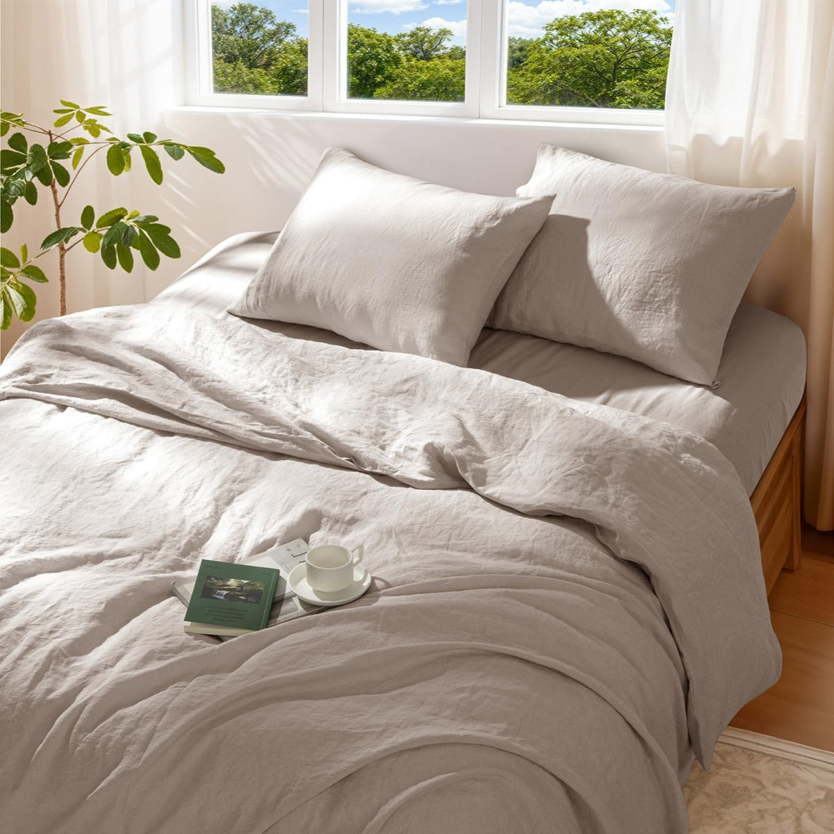 100% Pure Linen Duvet Cover Set 3 Pcs Soft Comforter Cover Sets King Size