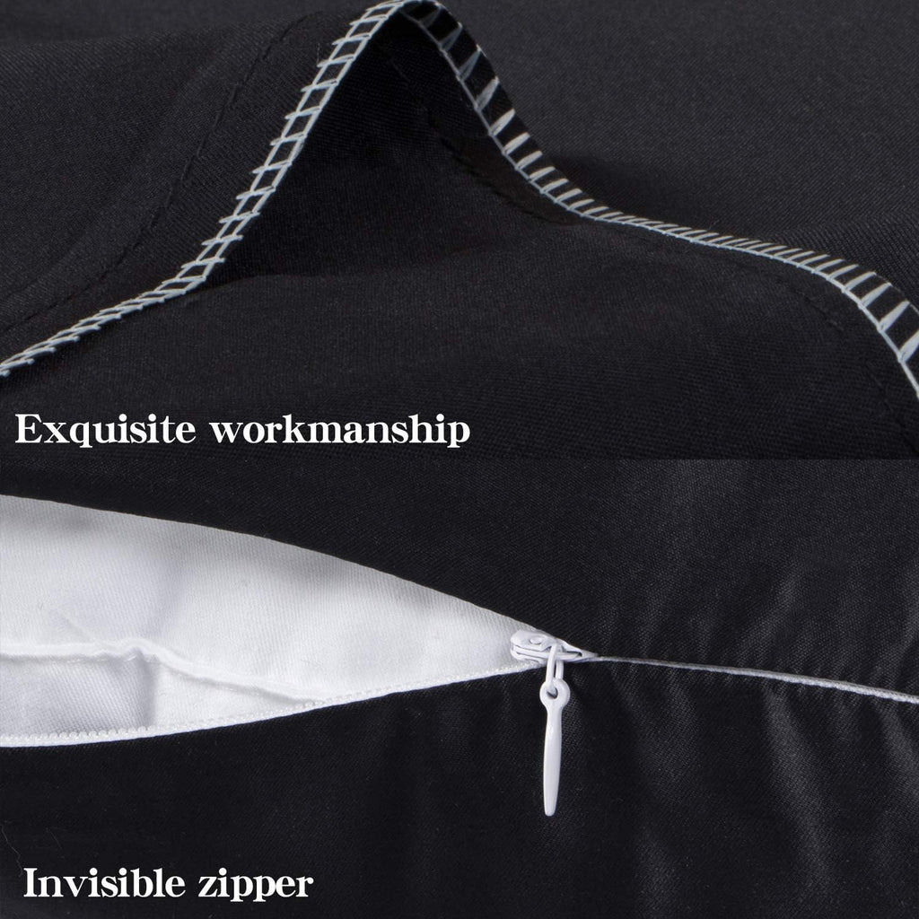 NTBAY Standard Satin Pillowcases, Set of 2, Zipper, Black