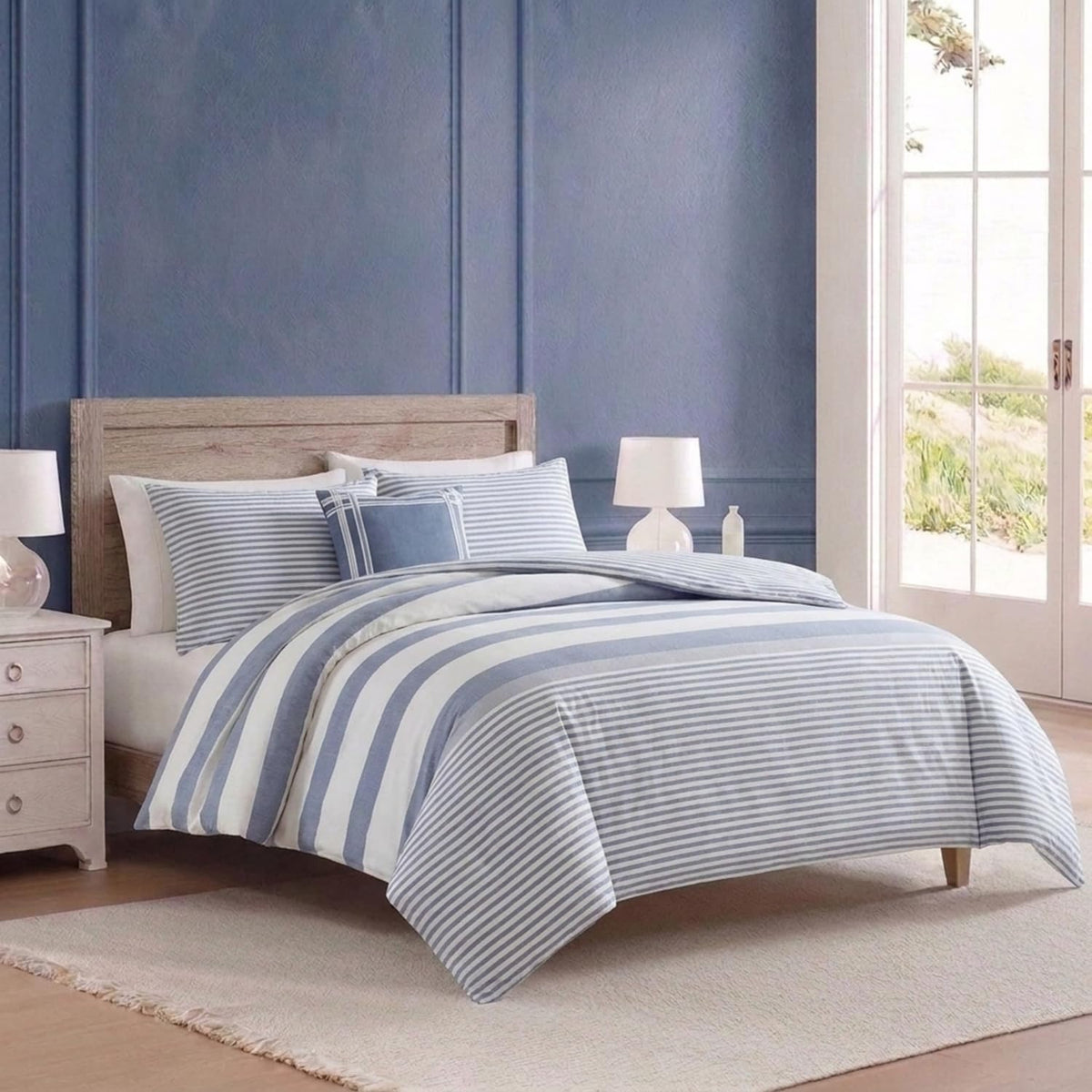 Nautica - Queen Duvet Cover Set with Shams, Reversible Bedding