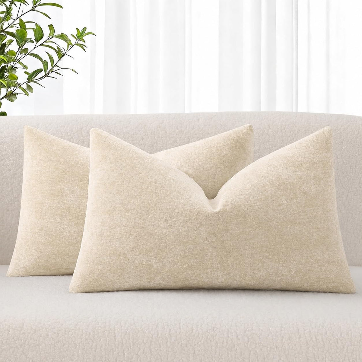 decorUhome Soft Chenille Blush Pink Throw Pillow Covers 18X18 Set of 2
