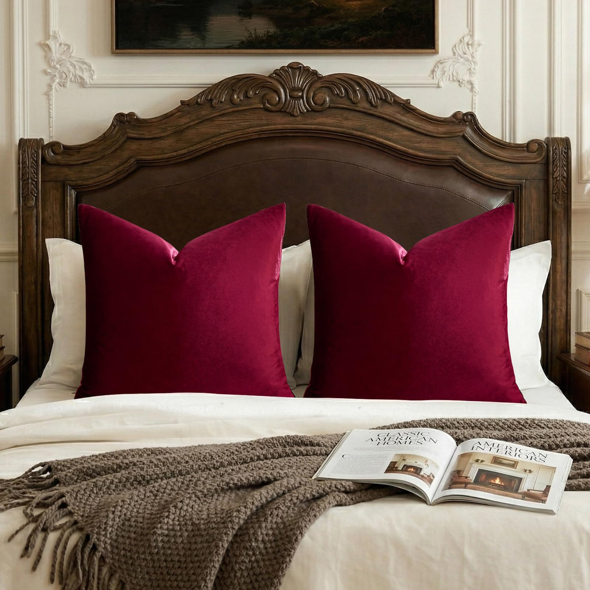 GIGIZAZA Hot Pink Velvet Pillow Covers 18x18 Decorative Pillows Pack of 2
