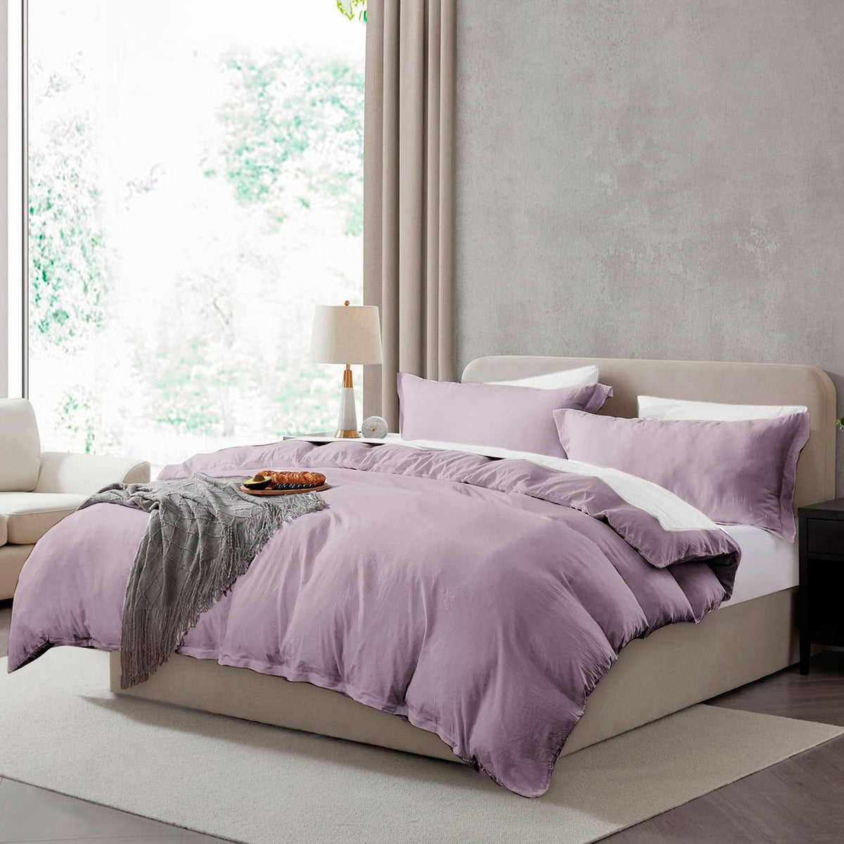 Hearth & Harbor Prewashed King Duvet Cover Set, Chocolate Brown