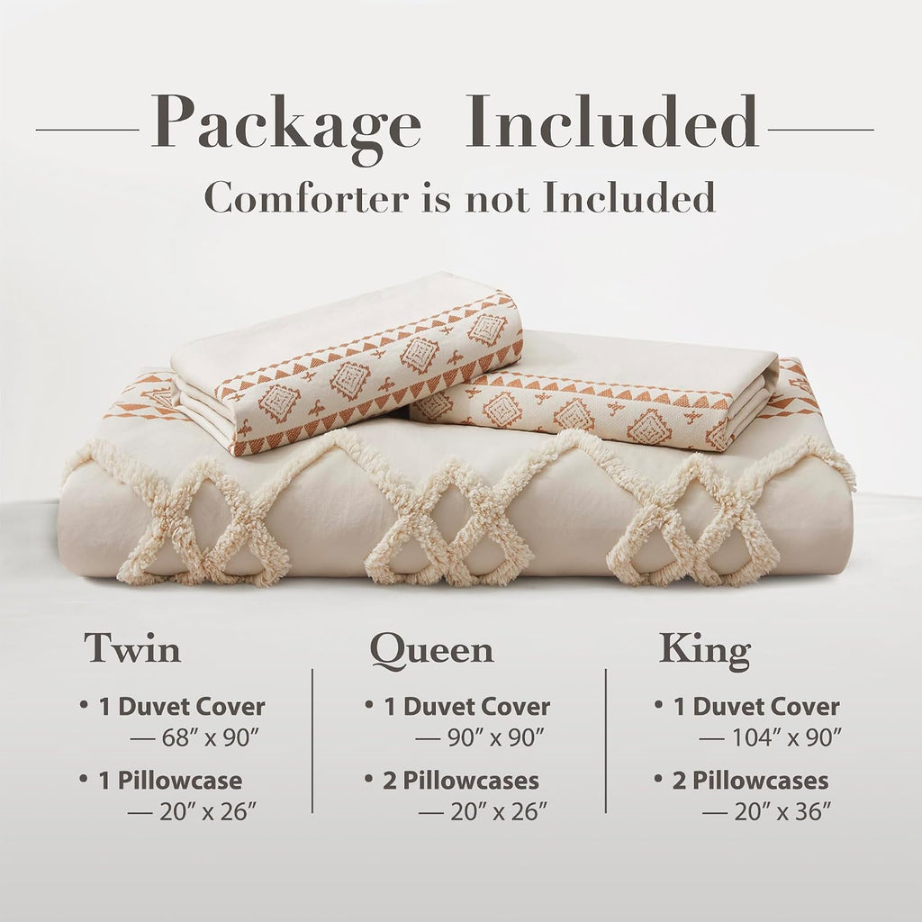 Oli Anderson Boho Duvet Cover King Size, Beige & Terracotta, 3 Pieces