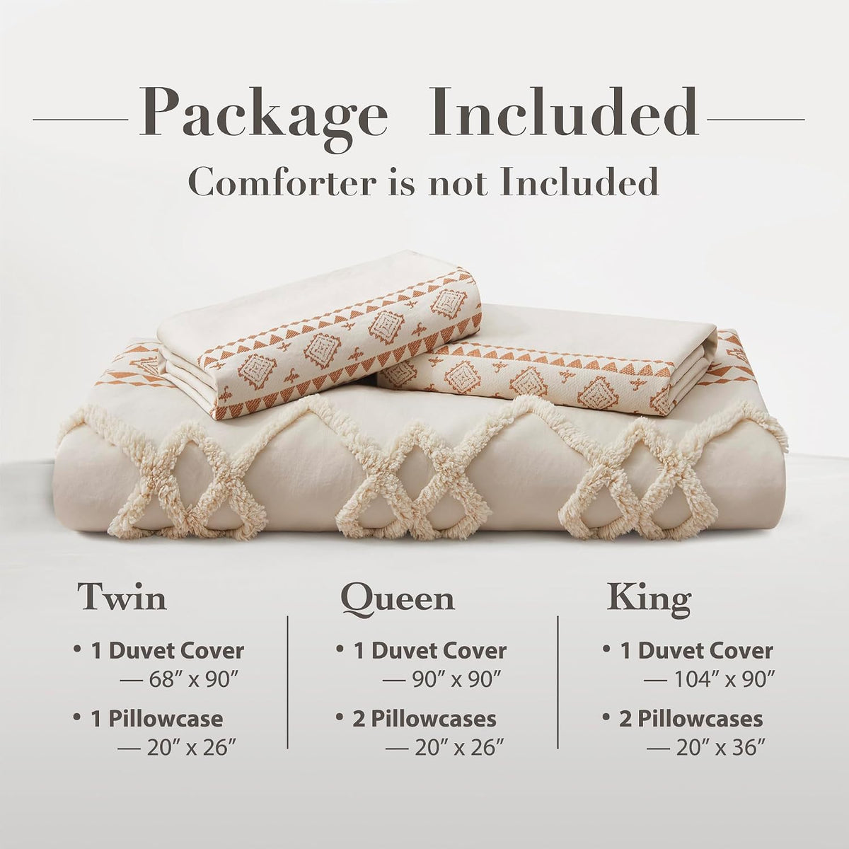 Oli Anderson Boho Duvet Cover King Size, Beige & Terracotta, 3 Pieces