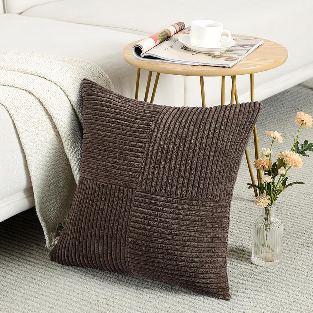 Fancy Homi Blush Pink Lumbar Decorative Throw Pillow Covers 12x20 Inch for Living Room Couch Bed, Rustic Farmhouse Boho Home Decor, Soft Striped Corduroy Rectangle Accent Cushion Case 30x50 cm