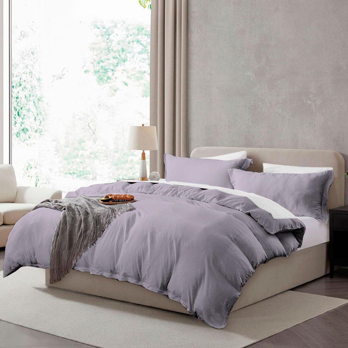 Hearth & Harbor Prewashed King Duvet Cover Set, Chocolate Brown
