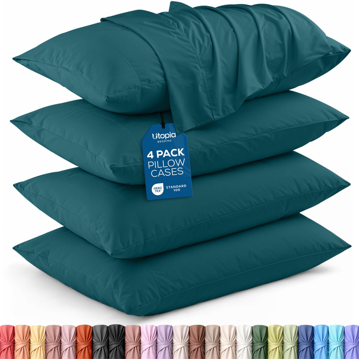 Pillow Covers Queen Size Set of 4, Soft and Comfy Pillow Cases, White