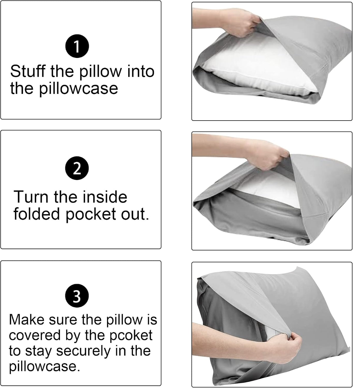 FLXXIE 2-Pack Microfiber Queen Pillow Cases, Envelope Closure, Black