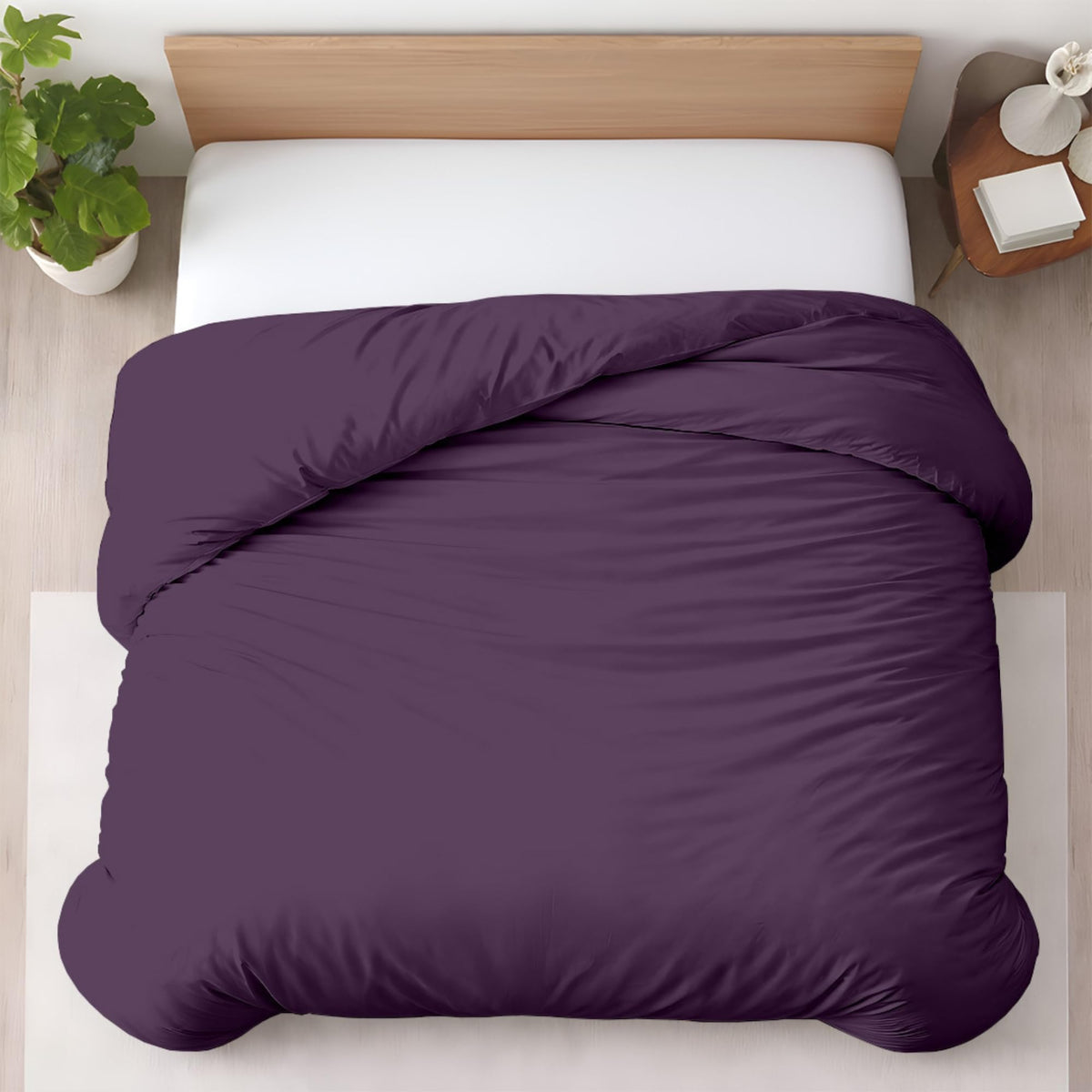 Kotton Culture 3 Pc Duvet Cover King Size Set-100% Egyptian Cotton 600 Thread Count Ultra Soft Premium Durable Comforter Cover Zipper Closure & Corner Ties - (Plum, 104" X 94")