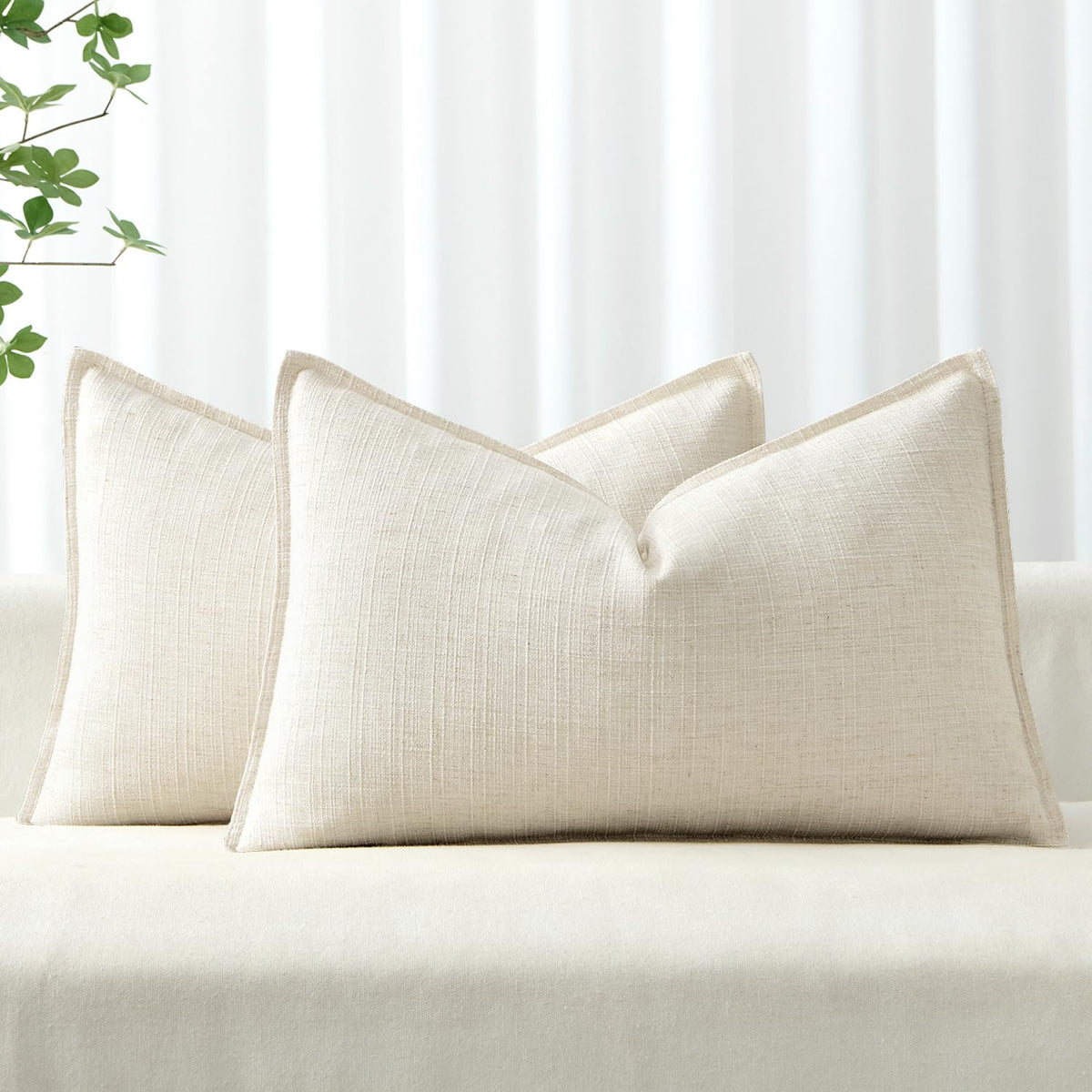 MIULEE Thick Textured Rust Decorative Fall Throw Pillow Covers 20x20 Inch