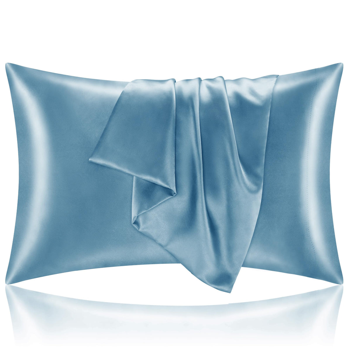 BEDELITE Zipper Satin Pillowcases, Standard Size 20"x26", Black, Set of 2
