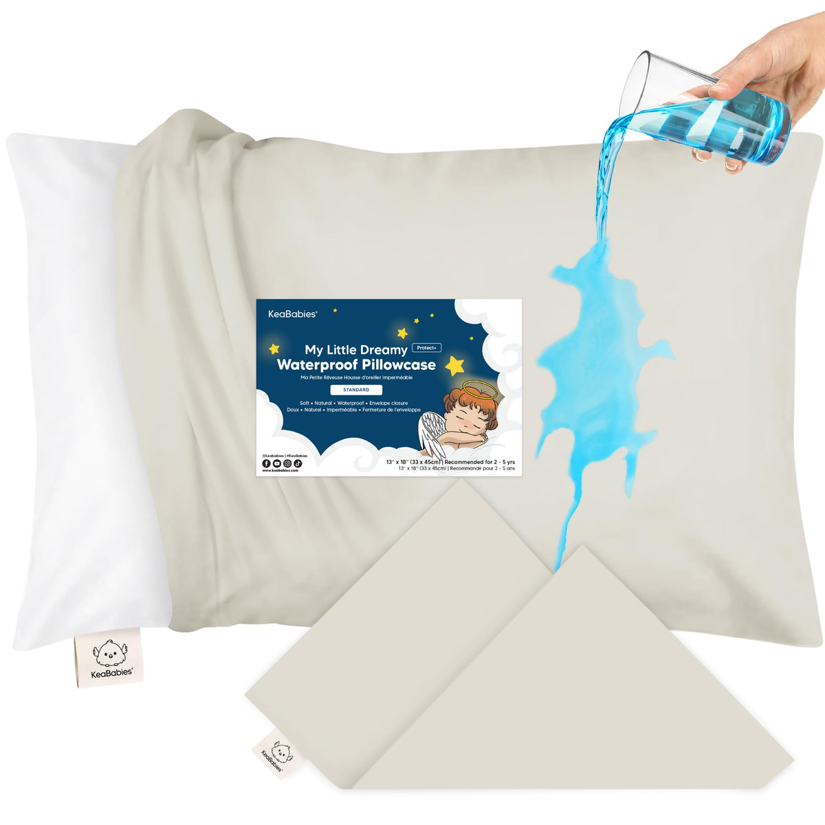 KeaBabies Toddler Pillowcase 13x18 Organic Cotton Cover, Soft White