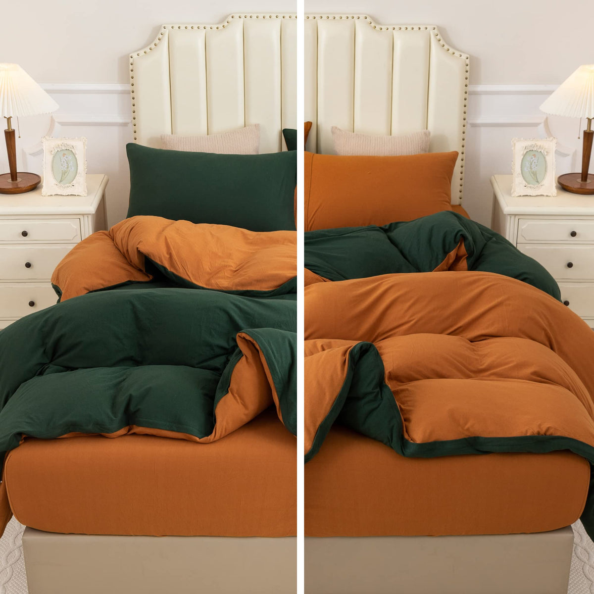 PURE ERA Jersey Knit Duvet Cover Set 100% T-Shirt Cotton Super Soft Comfy 3pc Bedding Set with Zipper Closure (Heather Beige, Queen)