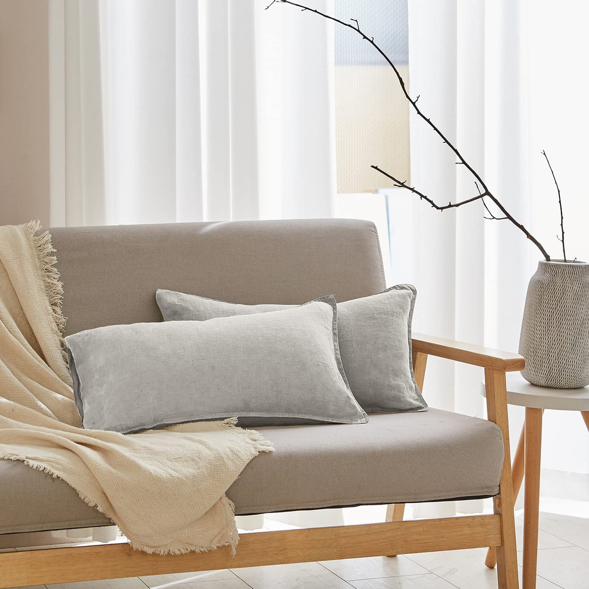 Simple&Opulence 100% French Flax Linen Duvet Cover Set with Embroidery Washed - 3 Pieces (1 Duvet Cover with 2 Pillow Shams) with Button Closure Soft Breathable Farmhouse - Linen, King Size