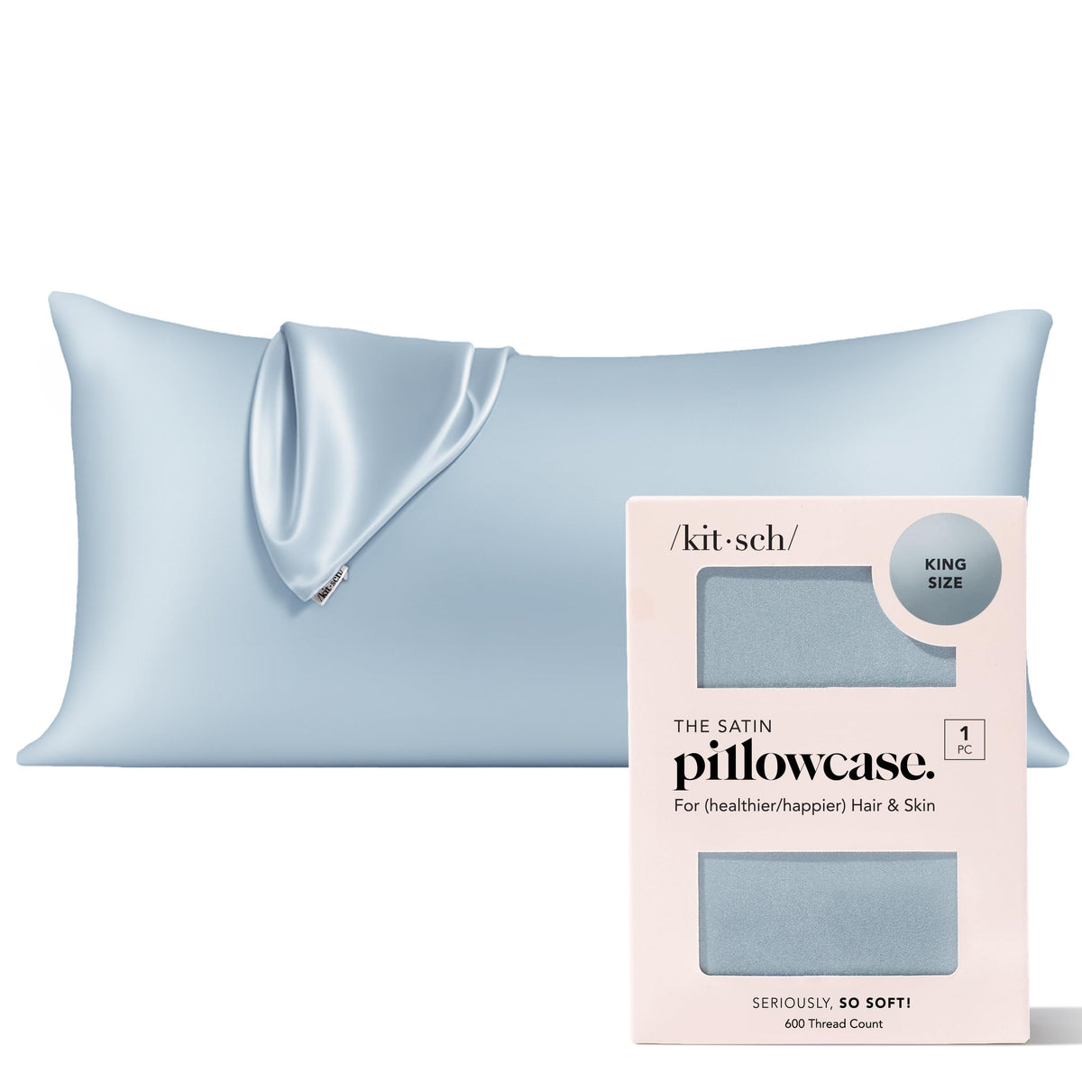 Kitsch Satin Pillowcase with Zipper - Standard Size, Ivory
