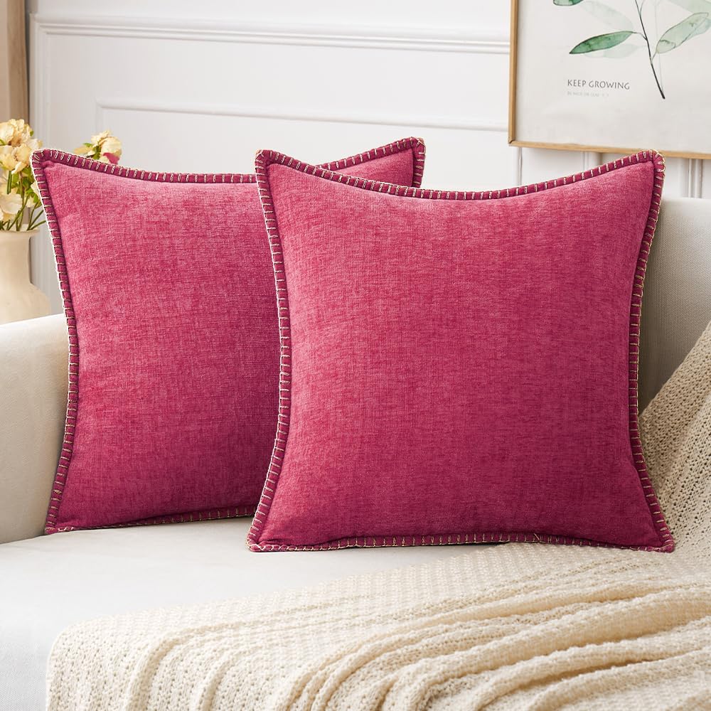 MIULEE Decorative Couch Throw Pillow Covers 18x18 Inch Navy 2 Pack