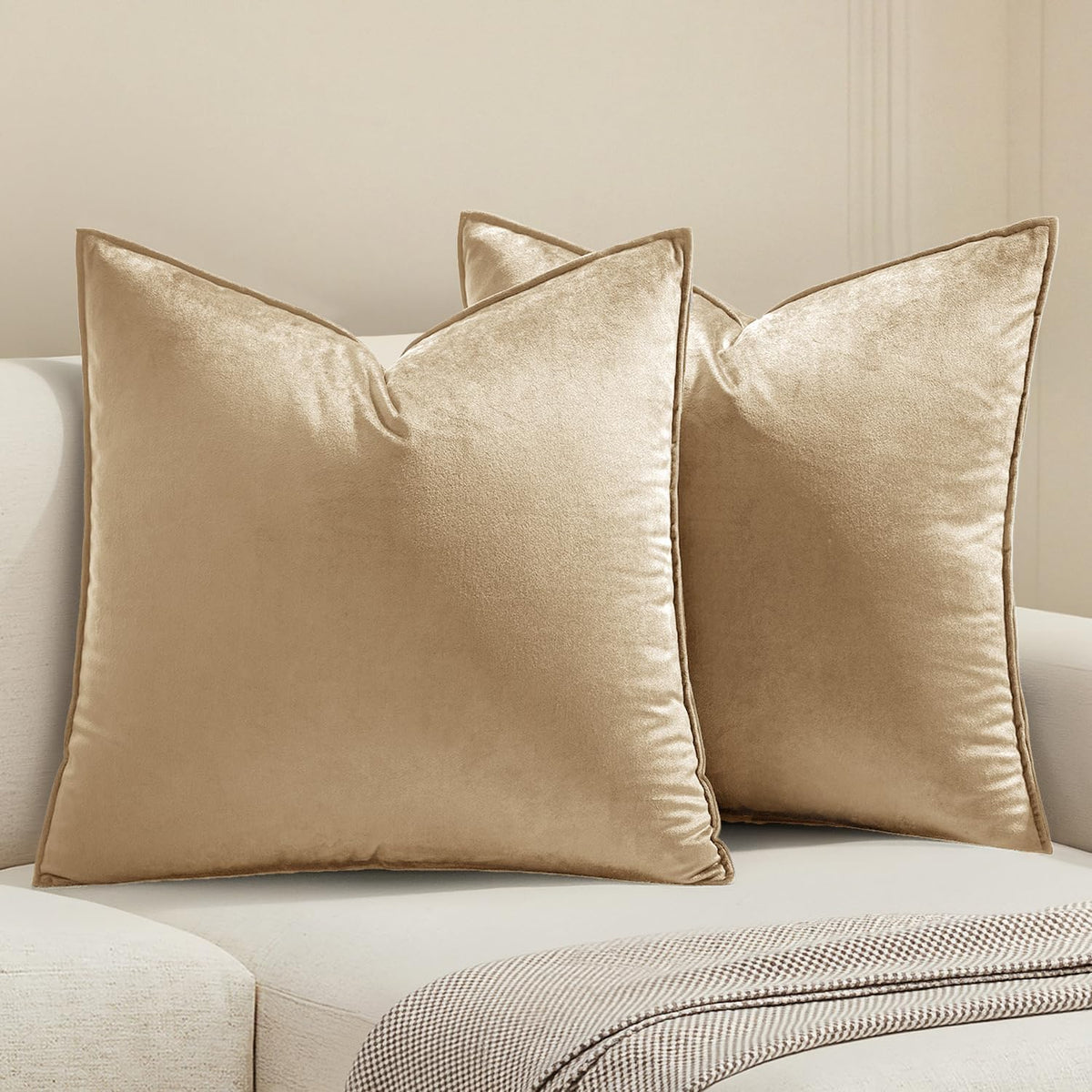 MIULEE Decorative Dark Brown Velvet Throw Pillow Covers for Couch 18x18 in