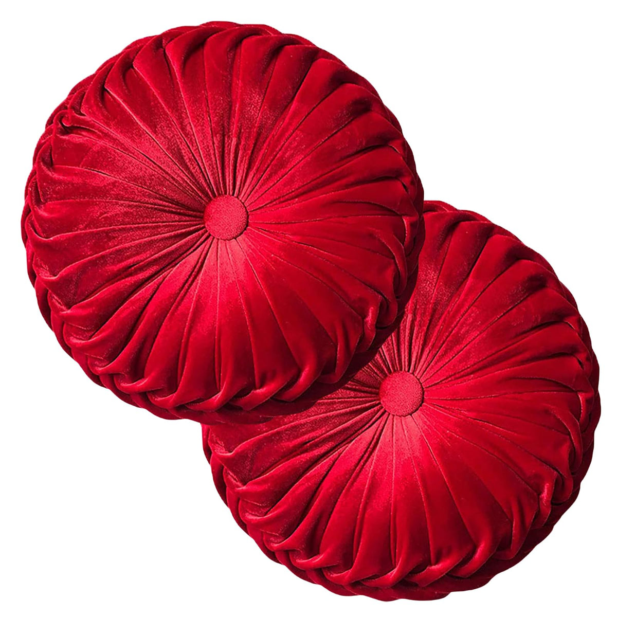 Teieas Round Pillows Velvet Pleated Circle Pillow Floor Pillows Burgundy