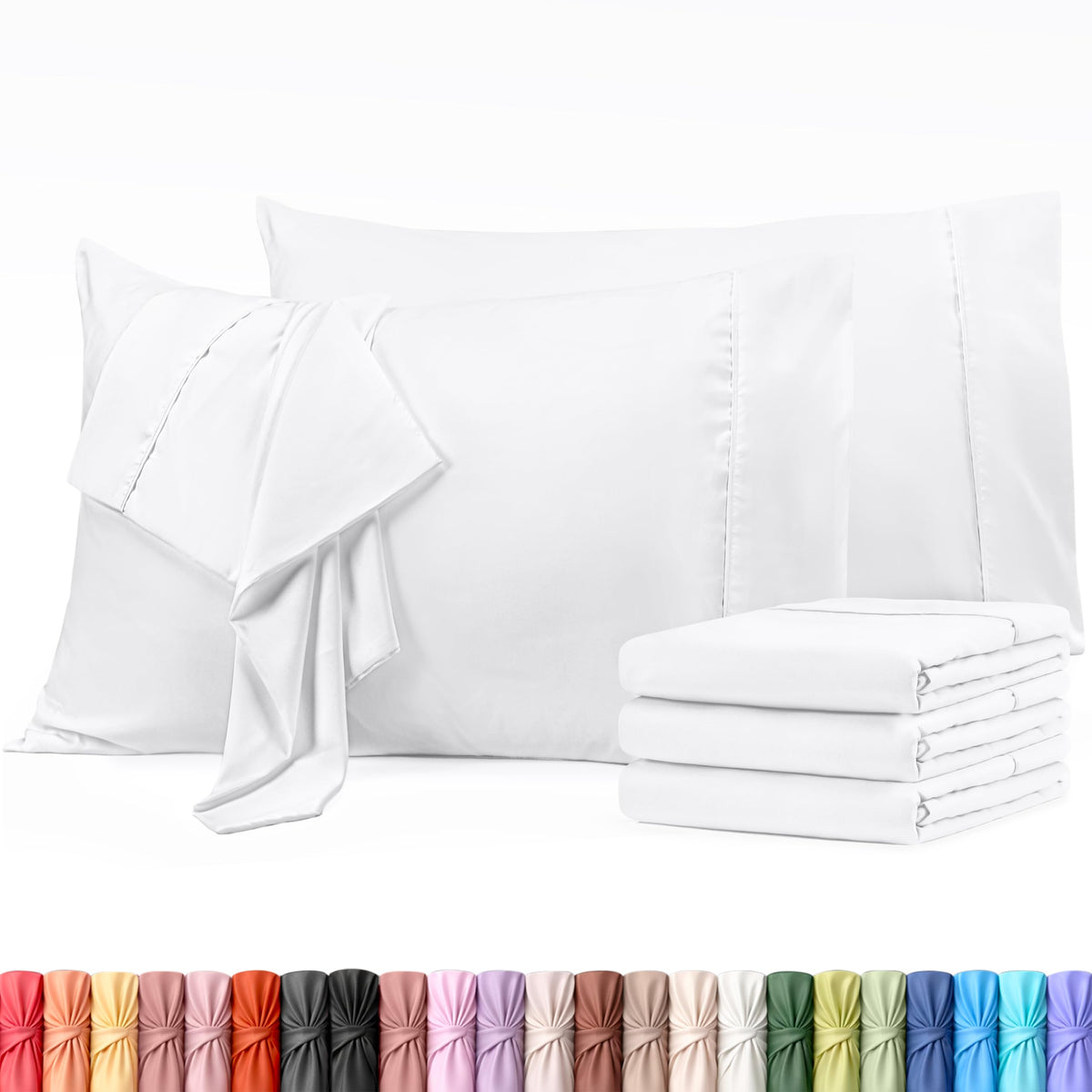 Pillow Covers Standard Size Set of 4, Soft and Comfy Pillow Cases, White