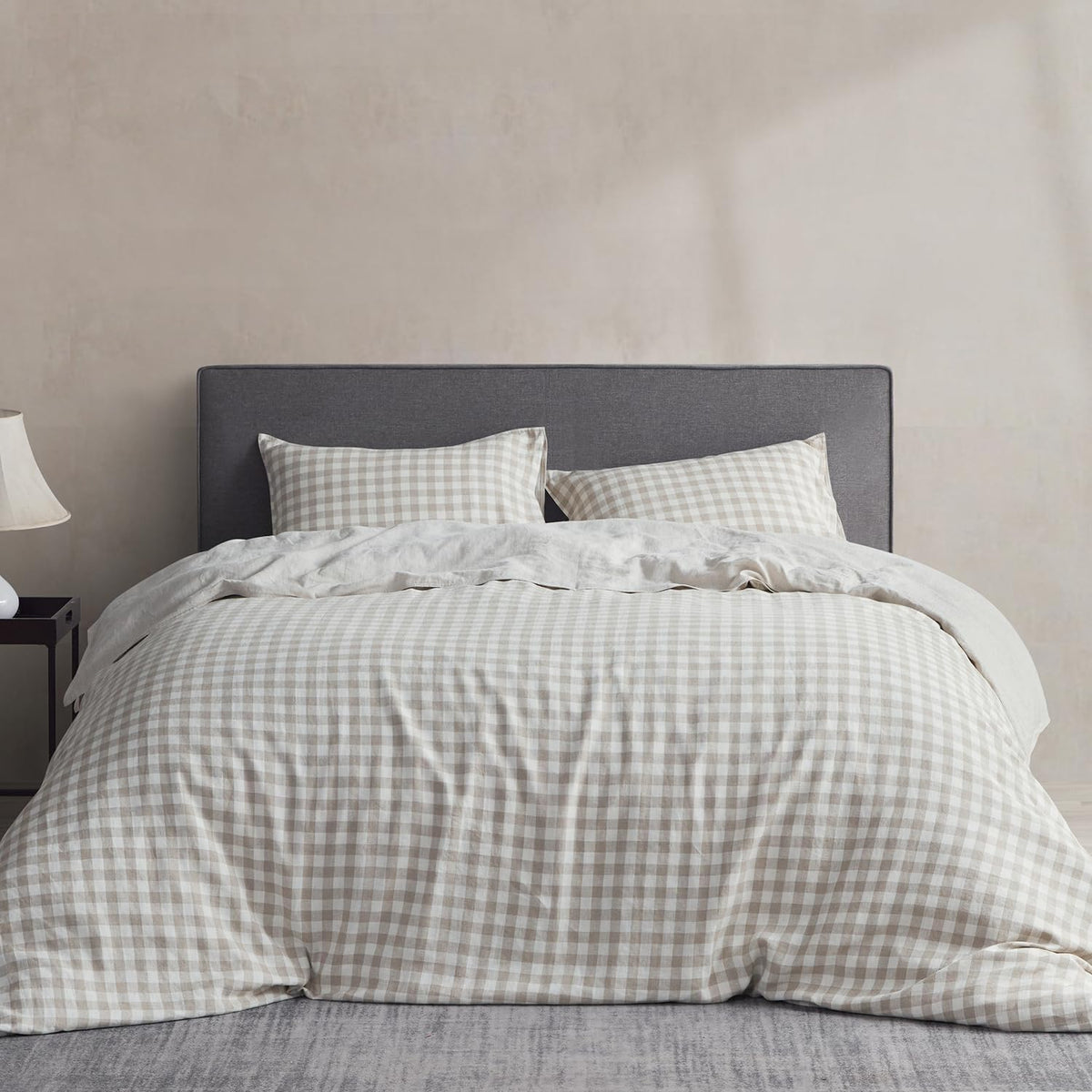 DAPU 100% French Linen Duvet Cover 3Pcs Set, 170GSM Linen Bedding, Queen
