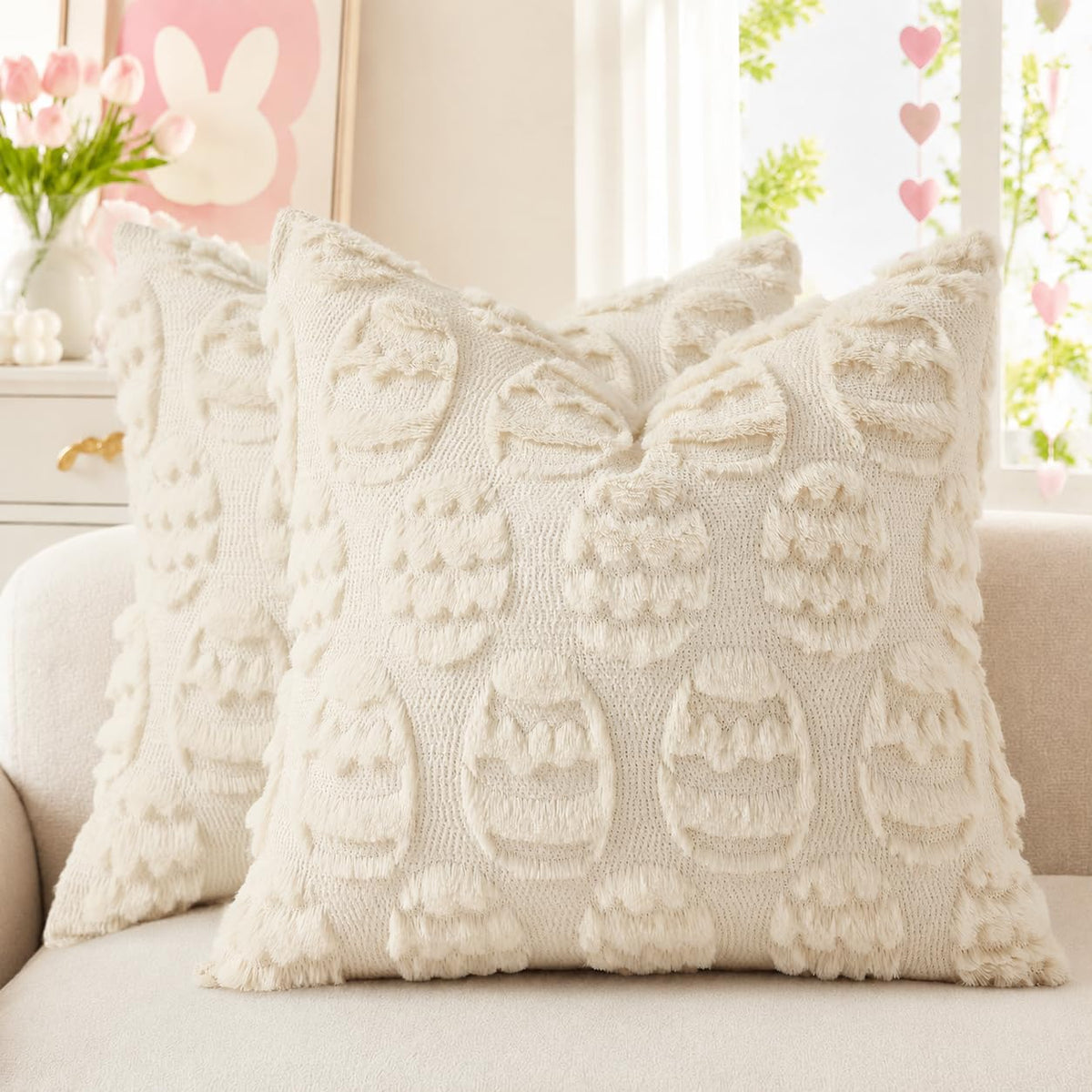 decorUhome Faux Fur Plush Soft Rust Throw Pillow Covers 18x18 Set of 2