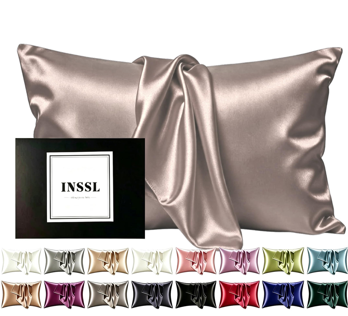 INSSL Silk Pillowcase for Women, Mulberry Silk Pillowcase for Hair and Skin and Stay Comfortable and Breathable During Sleep (Standard, Coral)