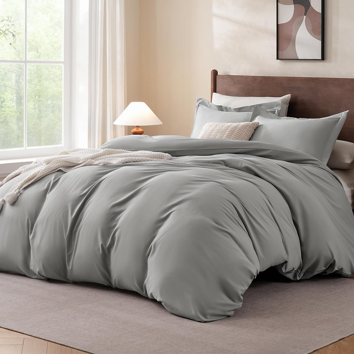 FreshCulture Duvet Cover King Size - 3 Pieces Microfiber Duvet Cover Set with Zipper Closure - Lightweight & Easy Care - 1 Comforter Cover & 2 Pillow Shams - Comforter Not Included (Baby Blue)