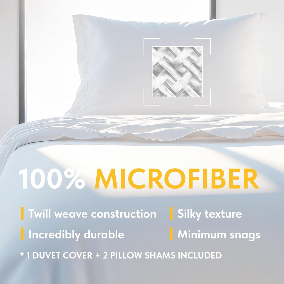 White Classic White Queen Duvet Cover Set, Microfiber Duvet Cover with Zipper, Duvet Cover Set of 1 Down Comforter Cover with 2 Pillow Shams, Luxury Comforter Cover Queen Size | Comforter Not Included