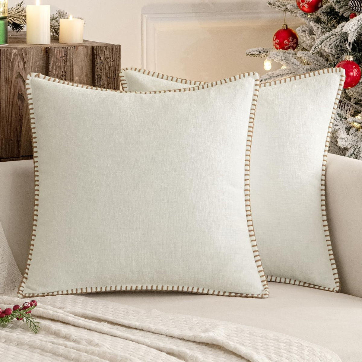 MIULEE Decorative Couch Throw Pillow Covers 18x18 Inch Navy 2 Pack