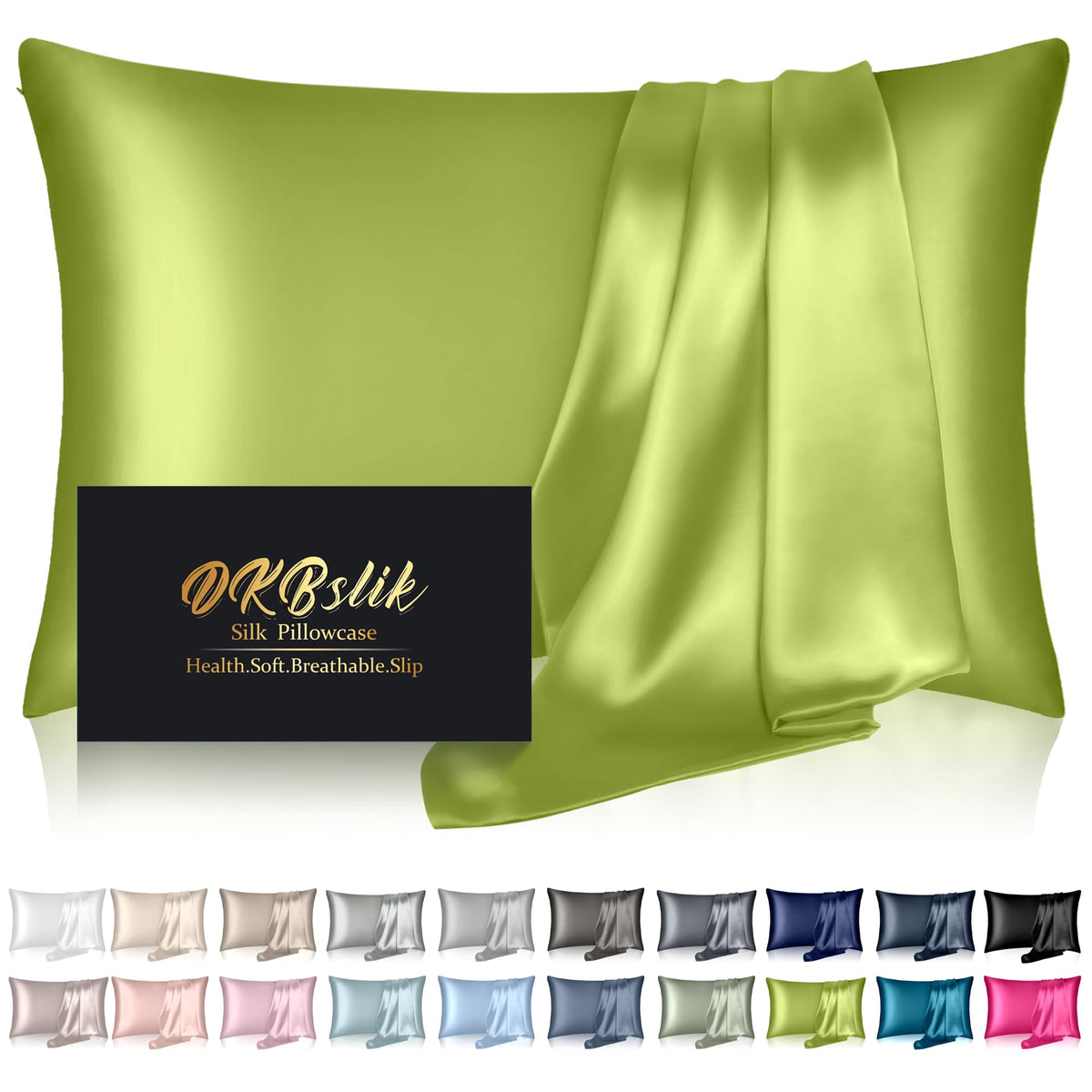 Silk Pillowcase for Hair and Skin, Mulberry Silk Pillow Cases Standard Size, Anti Acne Cooling Sleep Both Sides Natural Silk Satin Pillow Covers with Hidden Zipper, Gifts for Women Men, Ash Blue