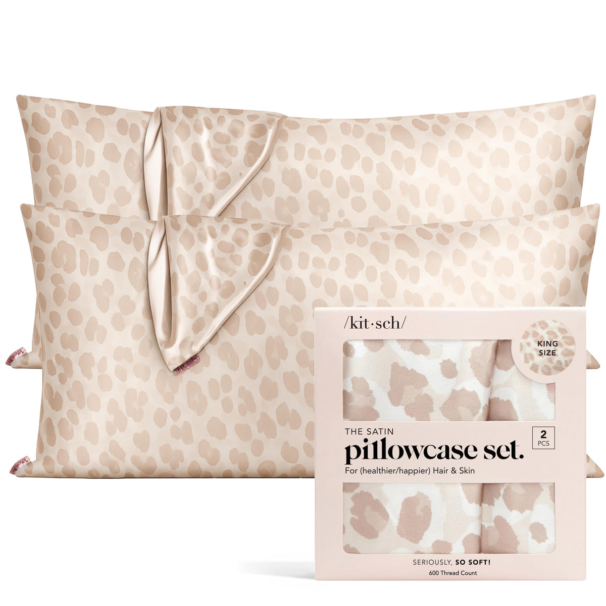 Kitsch Satin Pillowcase with Zipper - Standard Size, Ivory