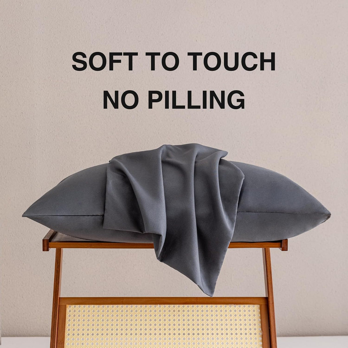 MINIPANDA Dark Grey Pillow Cases Set of 4 Queen Size, Envelope Design
